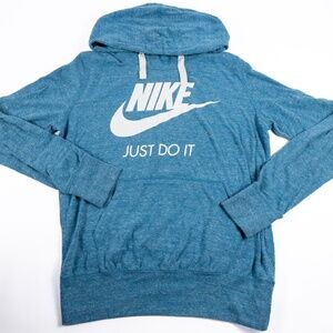 Nike Just Do It Vintage Pull Over Hoodie Lightweight Blue Women's Size Medium